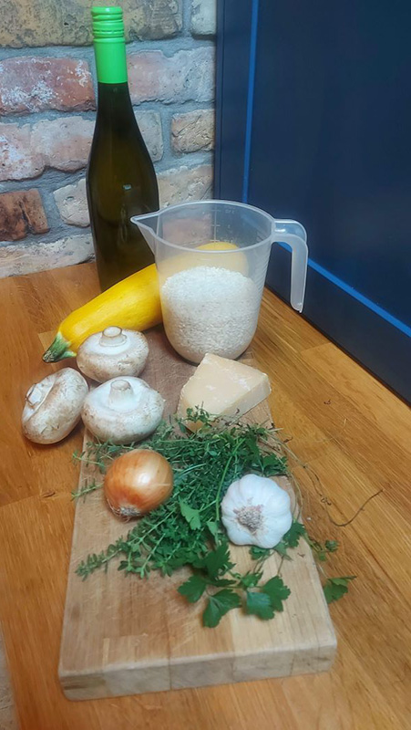 Cukkinis-gombás rizottó hozzávalók